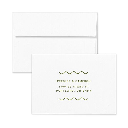 Cabana Stripes Response Card Envelopes Olive Standard White Return Address Signature