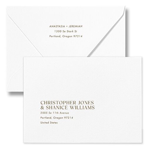 Photo Splash Wedding Invitation Euro Envelopes Marigold White Return Address Luxe Signature