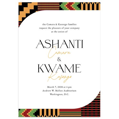 Ankara Print Wedding Invitations Gold Licorice Signature Blank No Standard