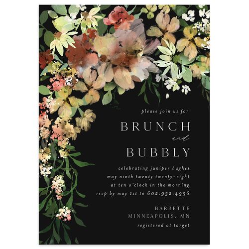 Garden Arch Bridal Shower Invitations Charcoal Signature Blank Standard