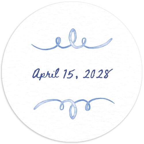 Countryside Crest Wedding Stickers Royal Blue Circle