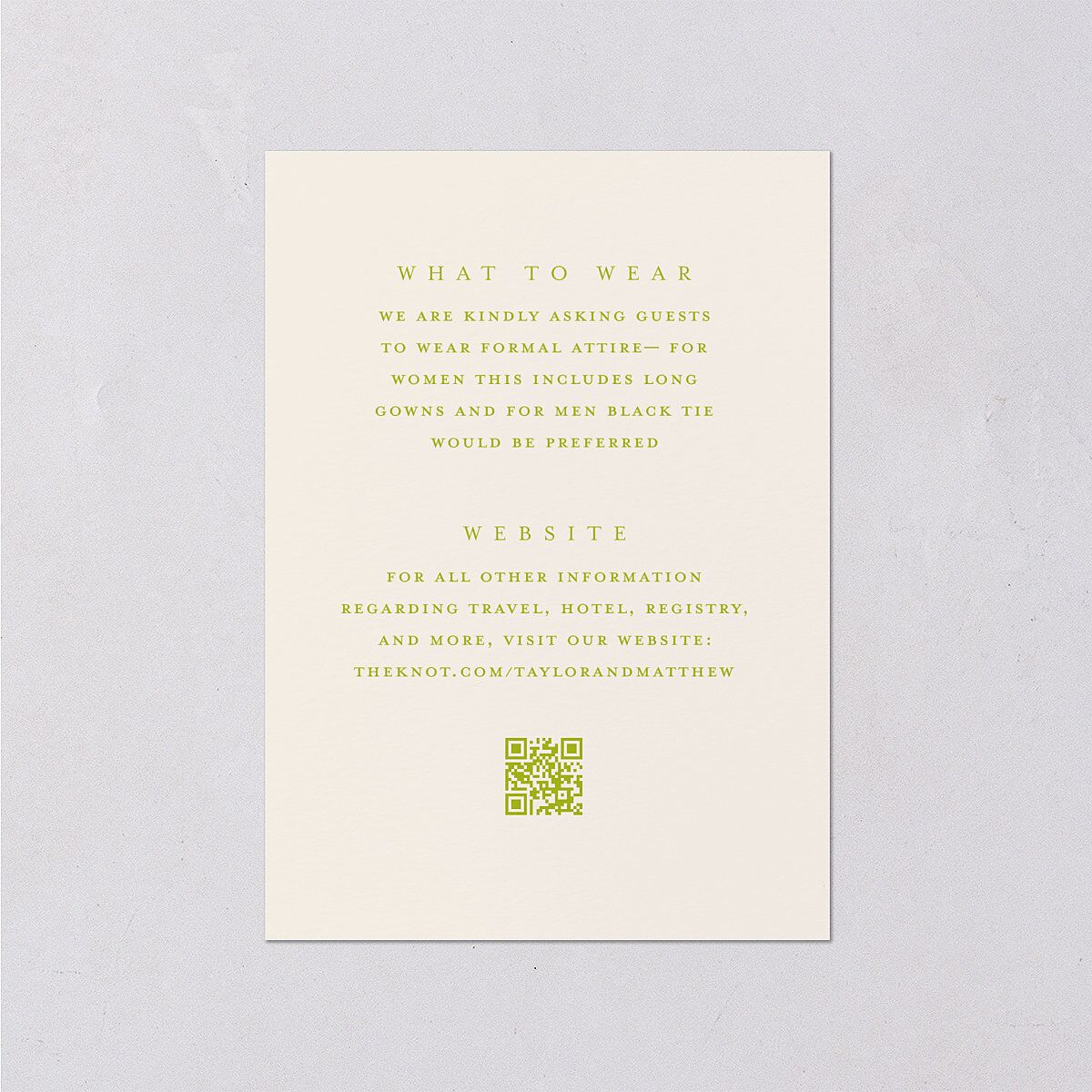 Modern Wedding Of Calligraphy Wedding Enclosure Cards Chartreuse Signature Standard