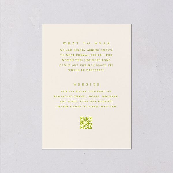 Modern Wedding Of Calligraphy Wedding Enclosure Cards Chartreuse Signature Standard