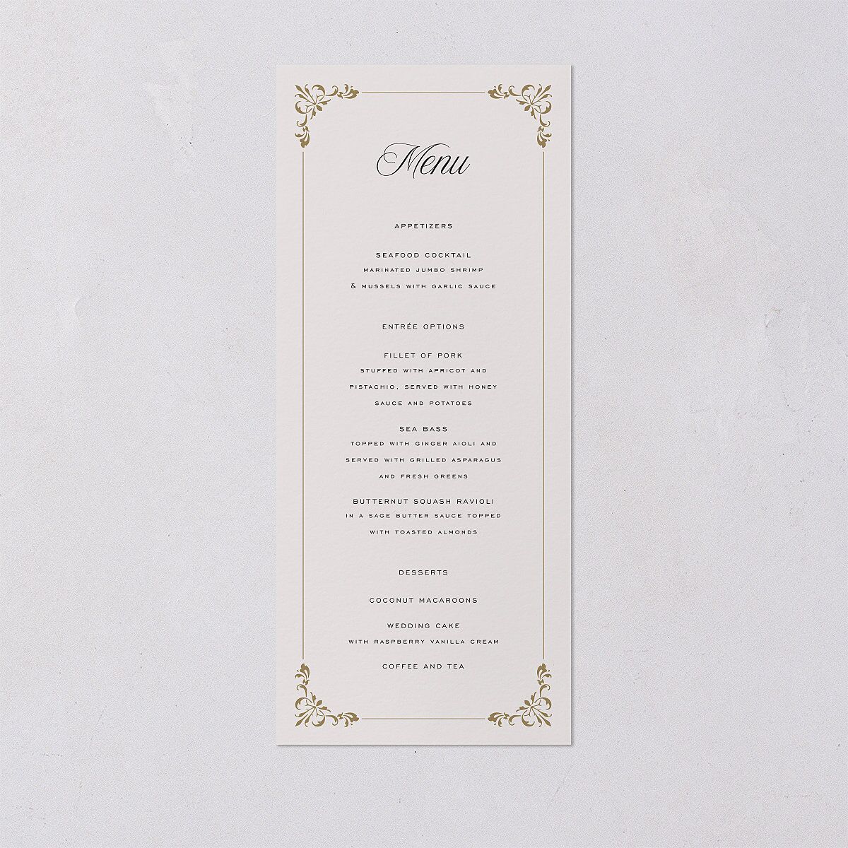 Old Money Menus Champagne Signature
