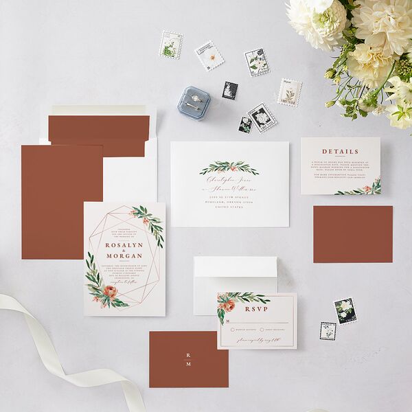 Gilded Botanical Wedding Invitations Copper Signature Blank No Standard