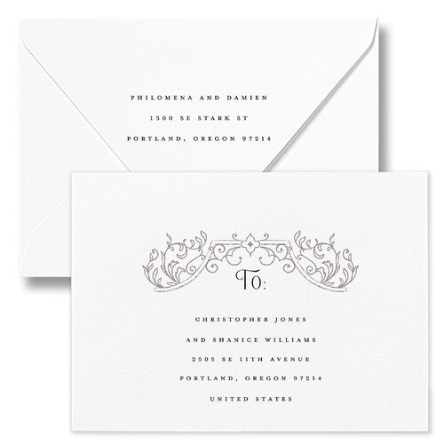 Gothic Gate Bridal Shower Invitation Euro Envelopes White Cinnamon Recipient Address Luxe Signature