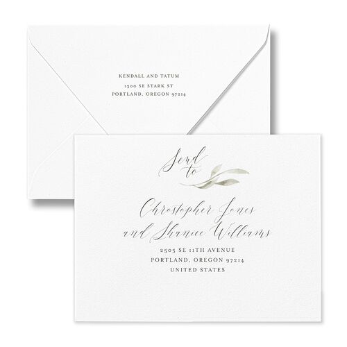 Muted Floral Save the Date Magnet Euro Envelopes White Mauve Both Recipient and Return Addresses Luxe Signature