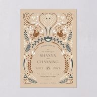 Nordic Folk Wedding Invitations Latte Signature Blank No Standard