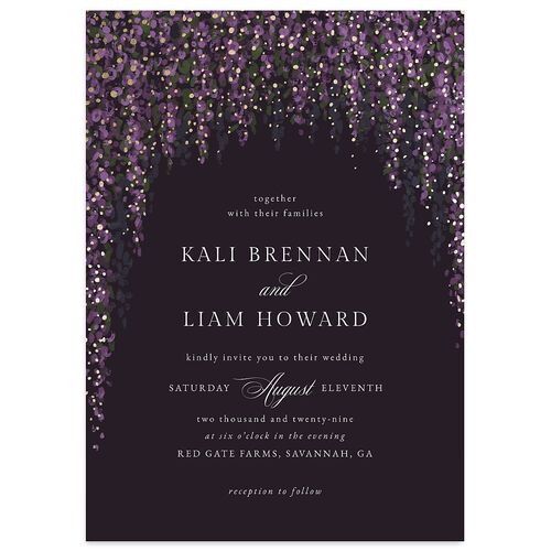 Elegant Fairytale Wisteria Foil Wedding Invitations Gold Regency Signature Blank No Standard