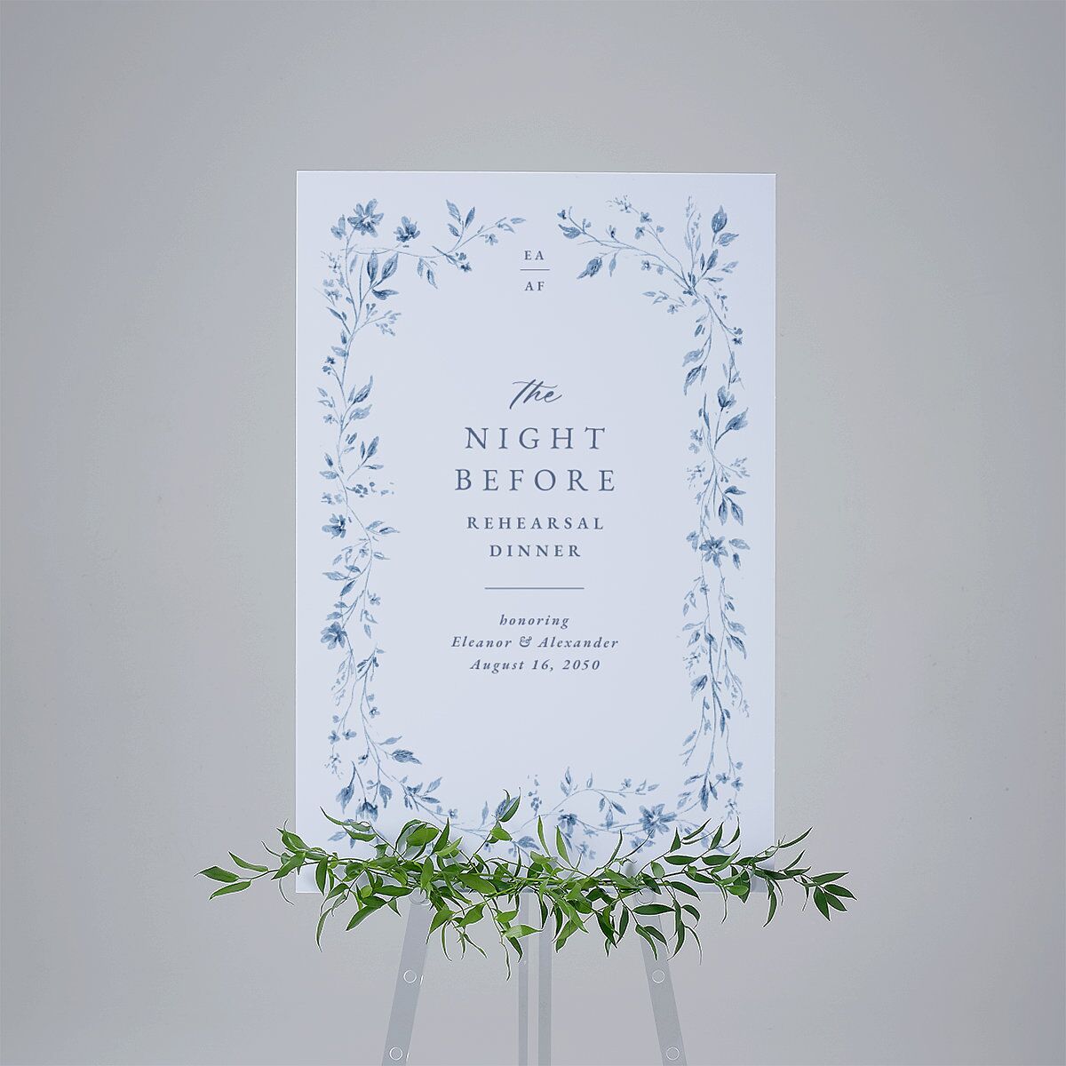 The Night Before Timeless Floral Standard Welcome Sign Large Dusty Blue Standard Indoor Foam Core L Welcome