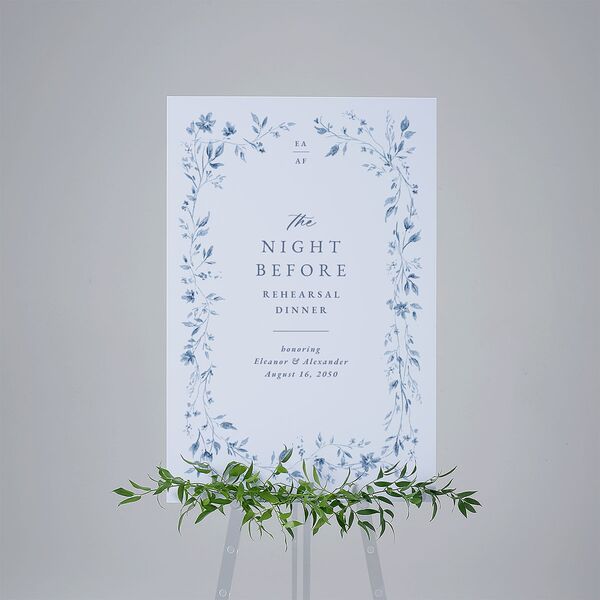 The Night Before Timeless Floral Standard Welcome Sign Large Dusty Blue Standard Indoor Foam Core L Welcome
