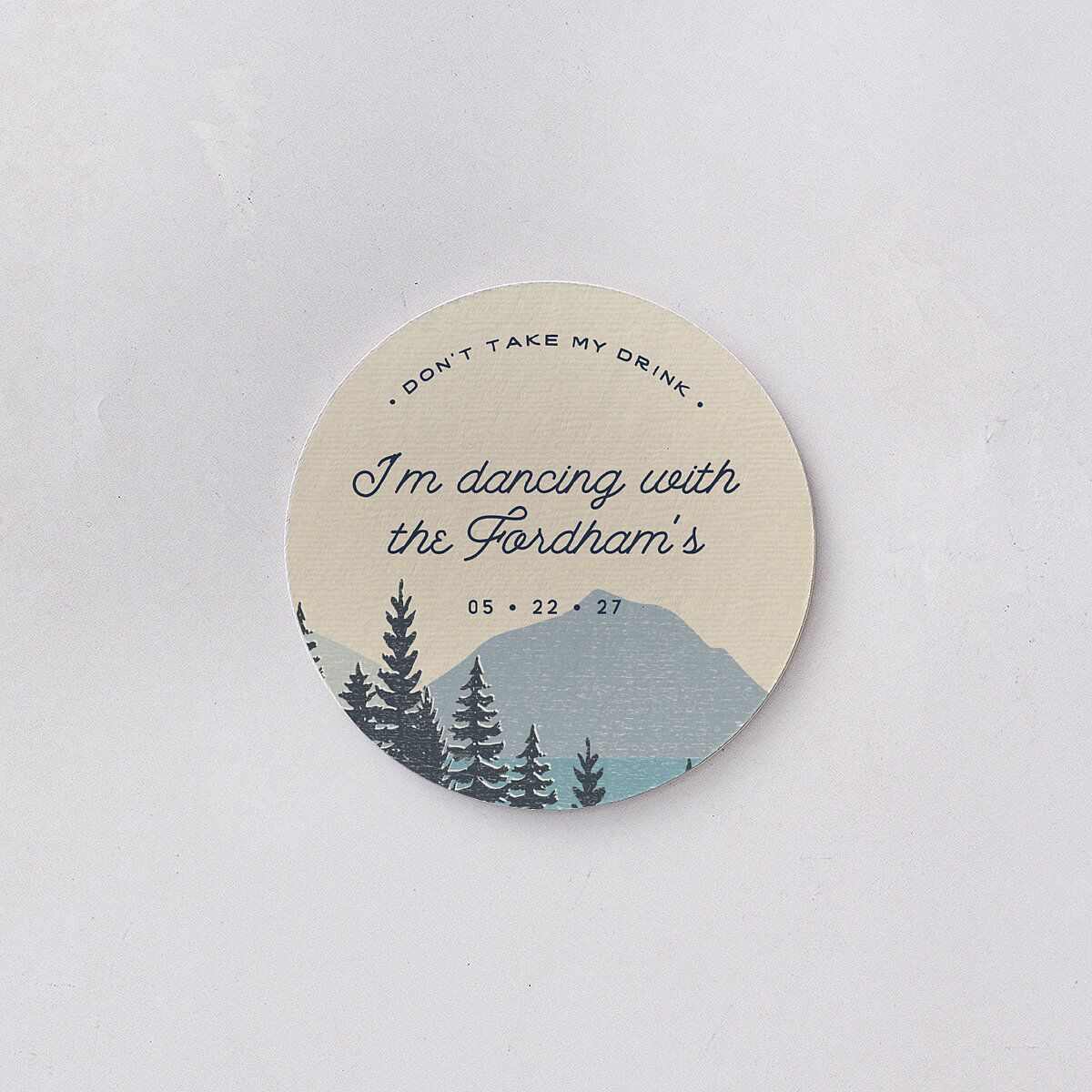 Vintage Mountain Coasters Dusty Blue Cardboard Circle