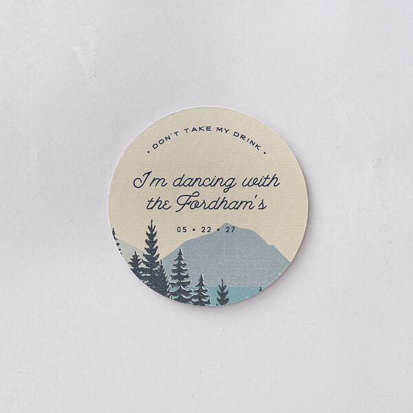 Vintage Mountain Coasters Dusty Blue Cardboard Circle