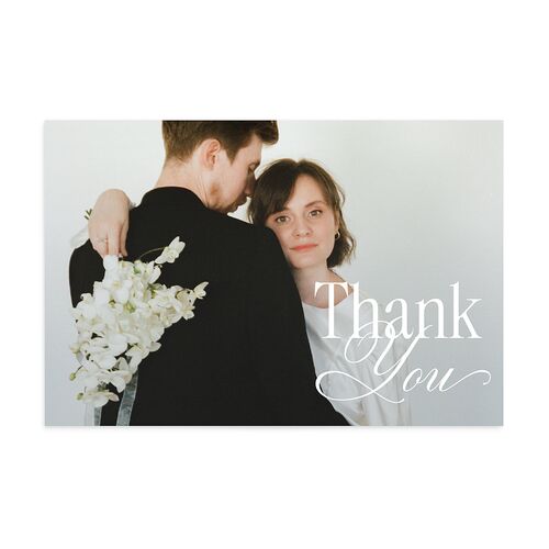Timeless Happy Holiday Photo Thank You Postcards Pure White