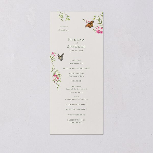 Rustic Butterflies Wedding Programs Scottish Green Signature