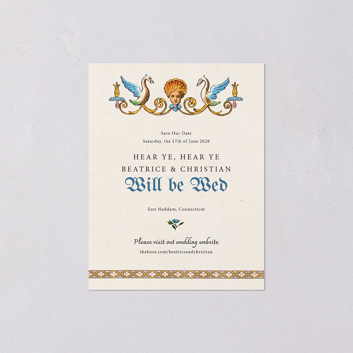 Medieval Renaissance Save the Date Petite Cards Canary Signature smooth Blank Standard No