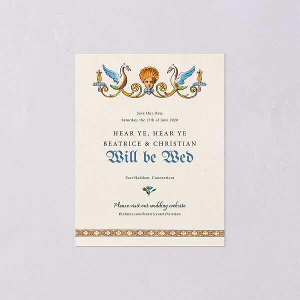 Medieval Renaissance Save the Date Petite Cards Canary Signature smooth Blank Standard No