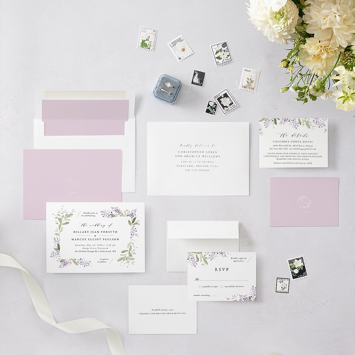 Delicate Lilac Wedding Invitations Amethyst Signature Blank No Standard