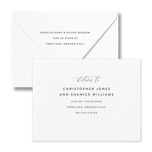 Blooming Botanical Thank You Card Euro Envelopes White Midnight Both Recipient and Return Addresses Luxe Signature