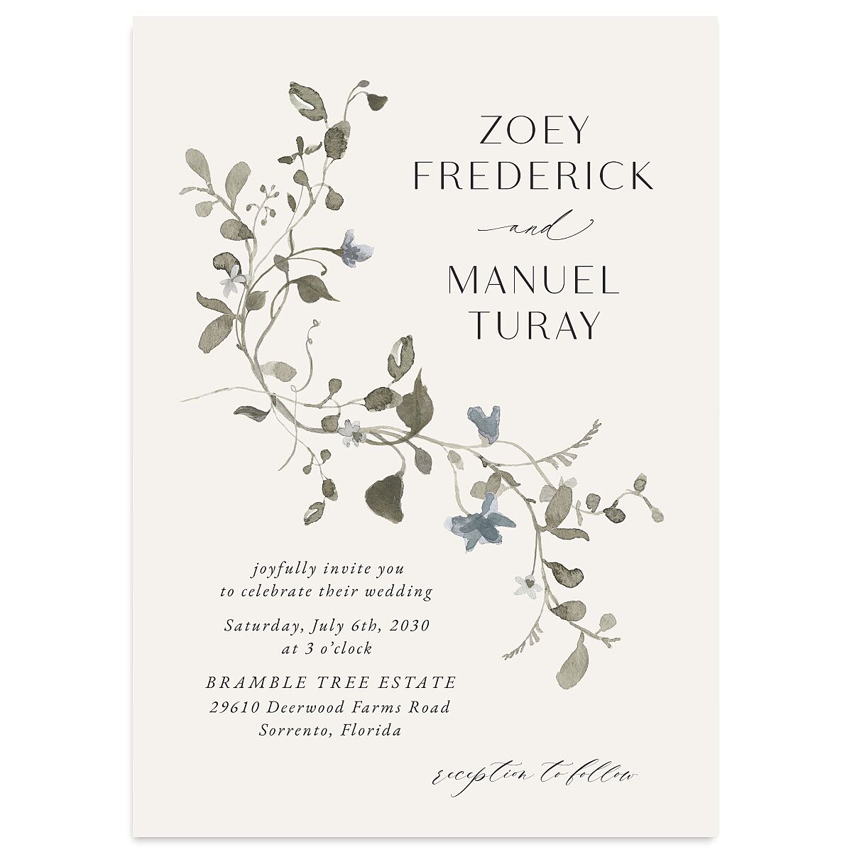 Curved Garland Wedding Invitations