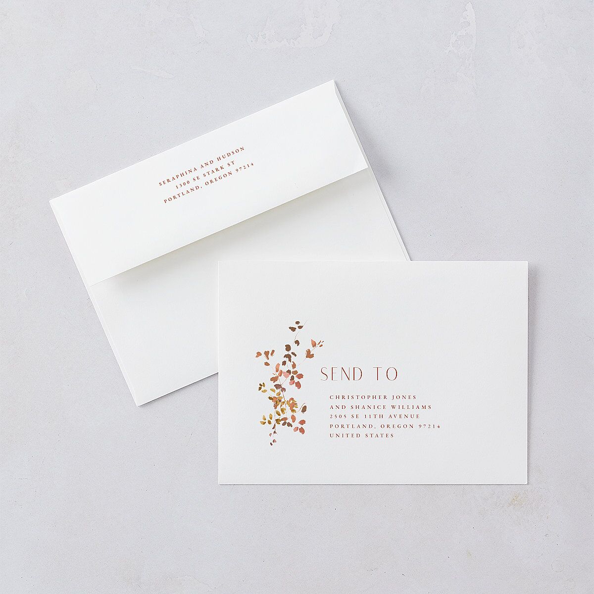 Cascading Florals Rehearsal Dinner Invitations Copper Signature Blank