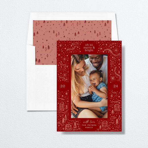 Illustrated Winter Frame Envelope Liners Jewel Red Standard