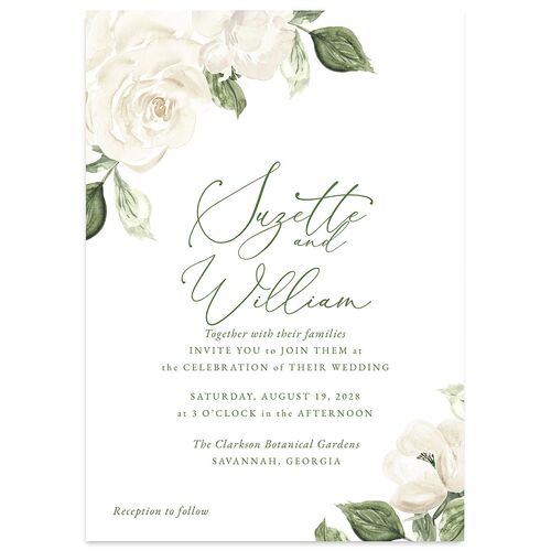 Romantic Garden Wedding Invitations Snow Signature Blank No Standard