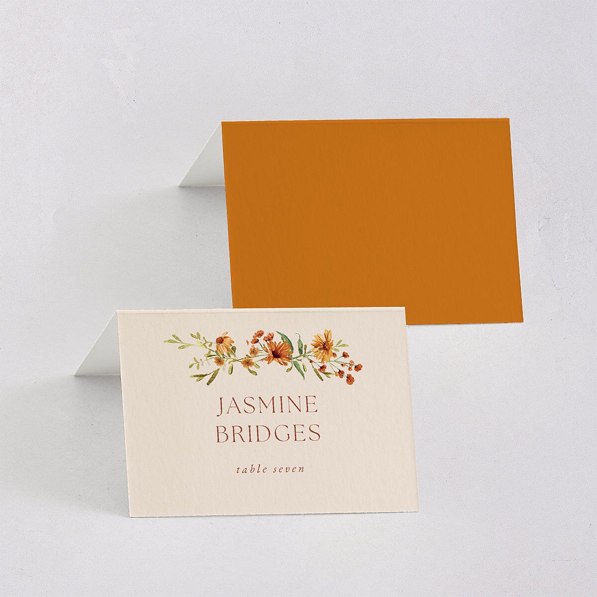 Wildflower Border Place Cards Cinnamon Signature