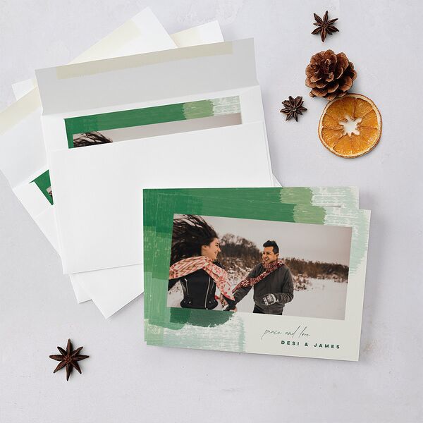 Brushstroke Holiday Holiday Cards Deep Lake Signature Blank Standard Landscape
