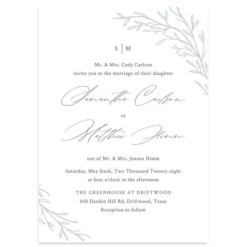 Rustic Branches Wedding Invitations Slate Signature Blank No Standard