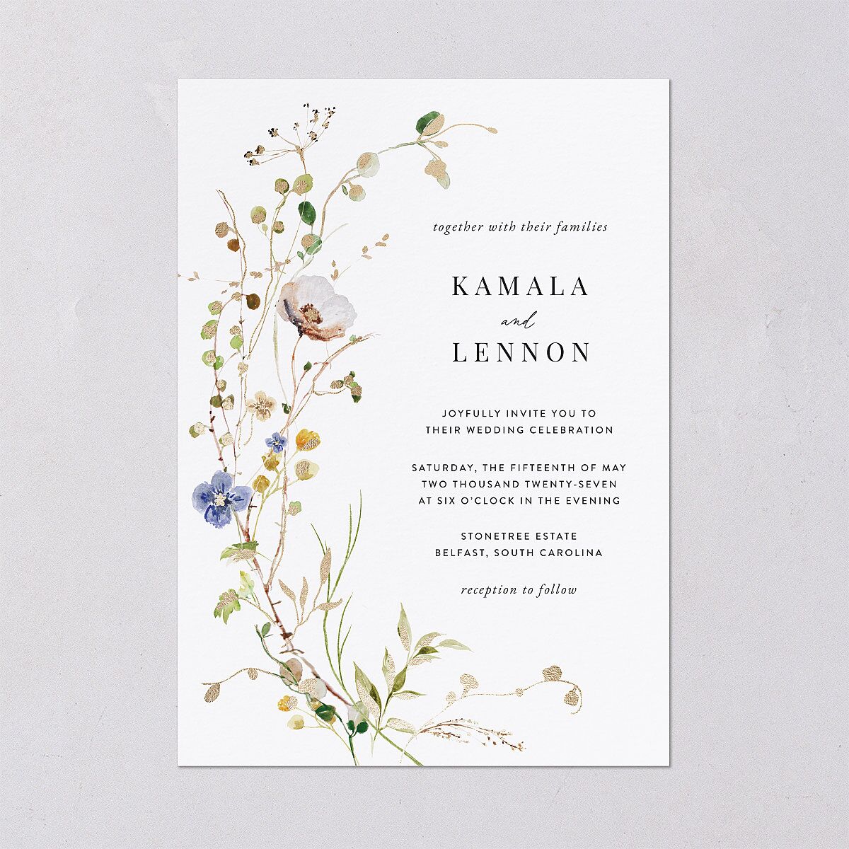 Glistening Wildflower Wedding Invitations — view 2