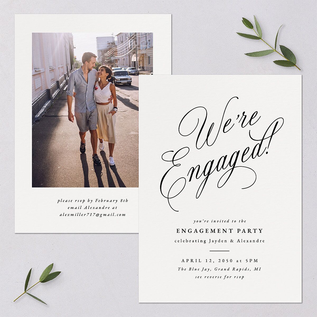We're Engaged Calligraphy Engagement Party Invitations Champagne Signature Blank Standard