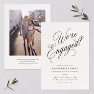 We're Engaged Calligraphy Engagement Party Invitations Champagne Signature Blank Standard