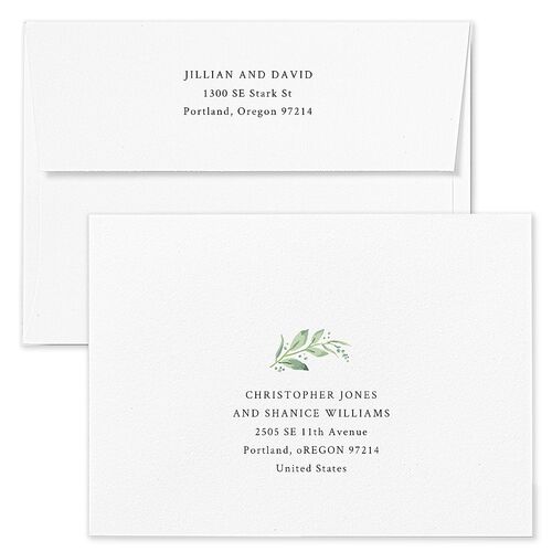 Classic Greenery Wedding Invitation Envelopes Blue Snow Return Address Standard Signature