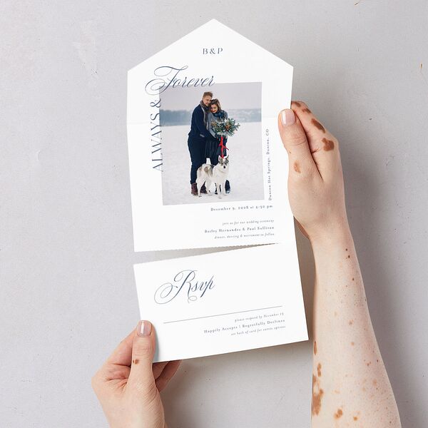 Eternal Love All-in-One Wedding Invitations Cruise Signature Light Both Recipient and Return Addresses