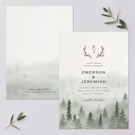 Antler Monogram Mountain Wedding Invitations Forest Signature Blank No Standard