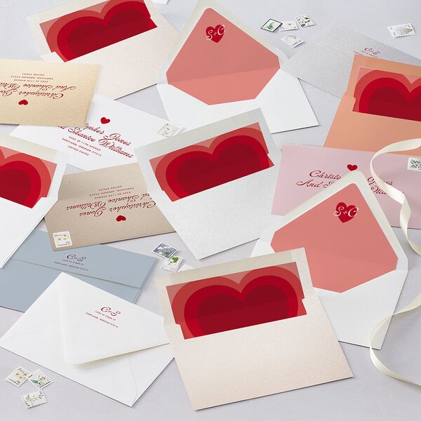 Modern Retro Hearts Wedding Invitations Ruby Signature Blank No Standard