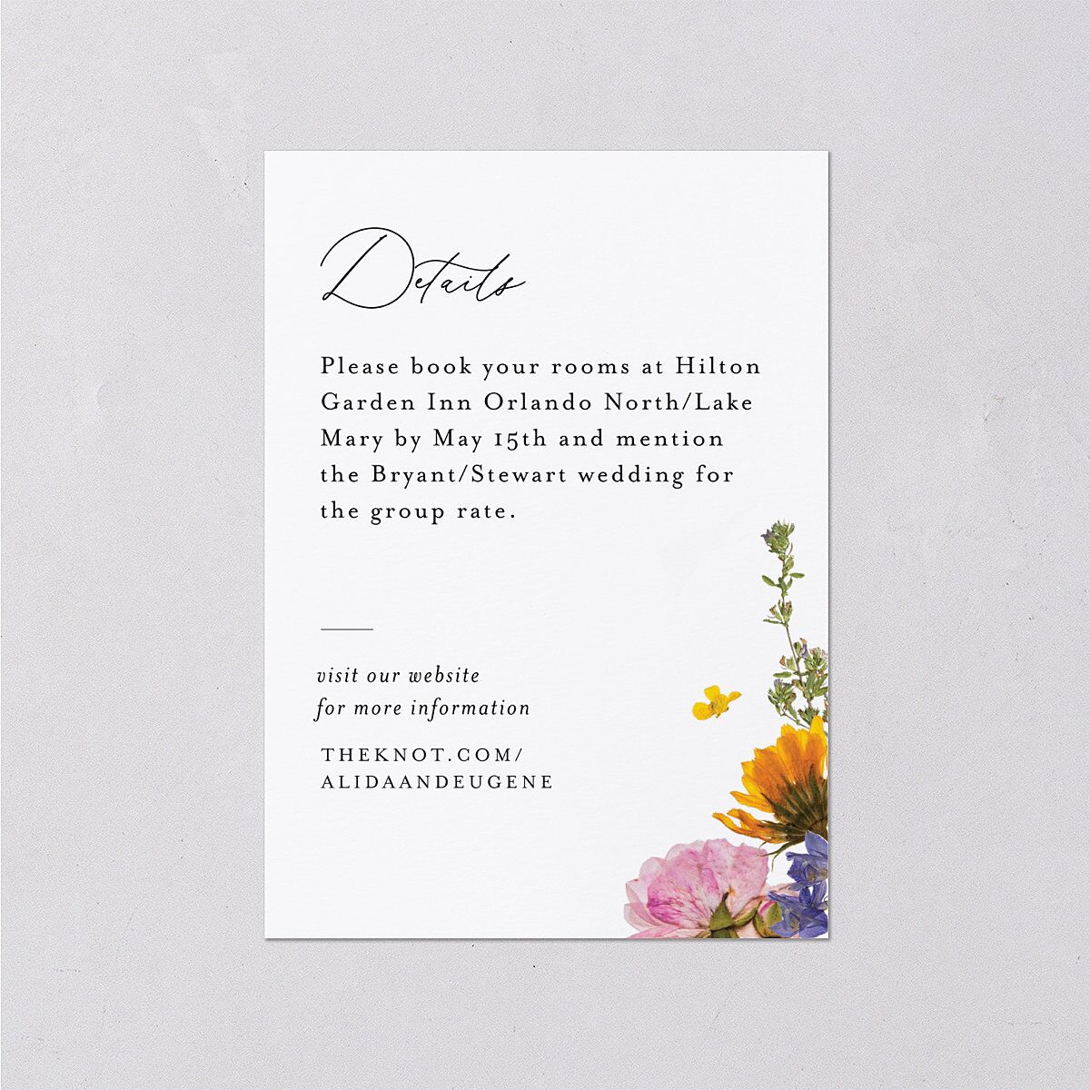 Pressed Flowers Wedding Enclosure Cards — view 1