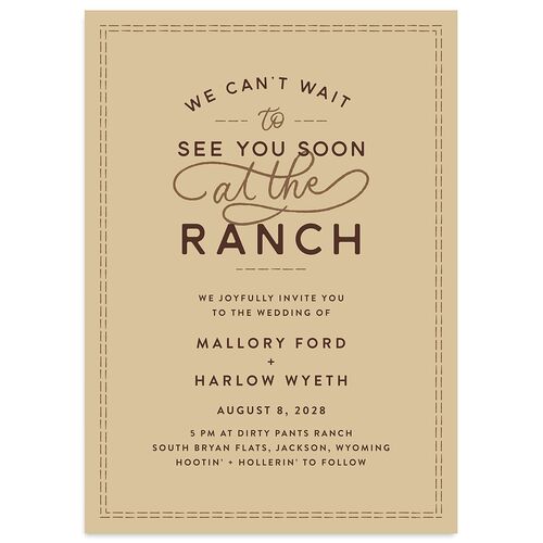 Western Denim Wedding Invitations Tan Signature Blank No Standard