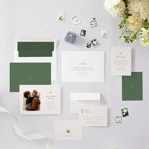 Simple Rustic Wreath Save the Date Cards Eucalyptus Signature smooth Blank No Standard
