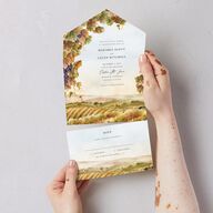 Romantic Vineyard All-in-One Wedding Invitations Rust Signature Light Both Recipient and Return Addresses No