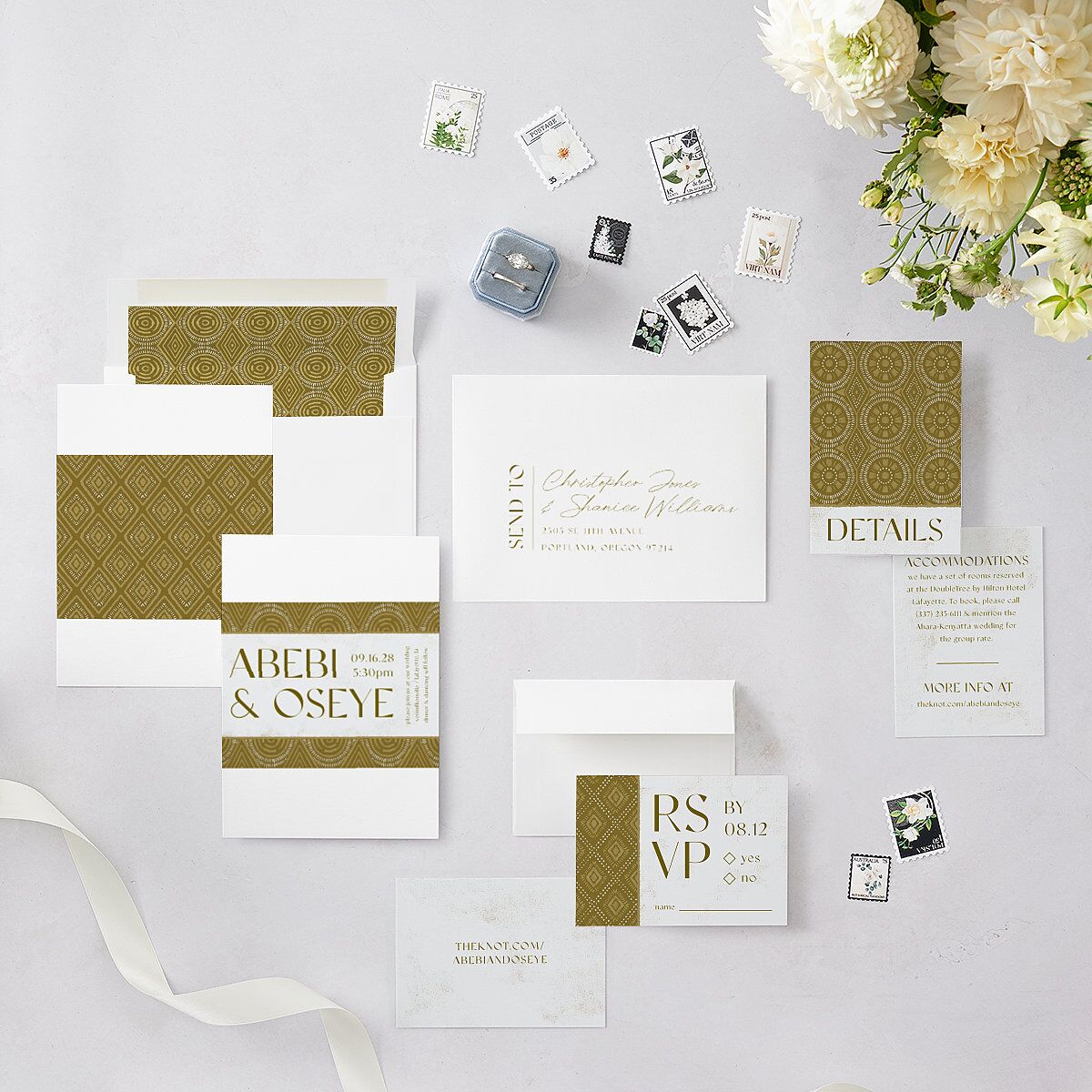 Gilded Sahara Pattern Wedding Invitations — view 5
