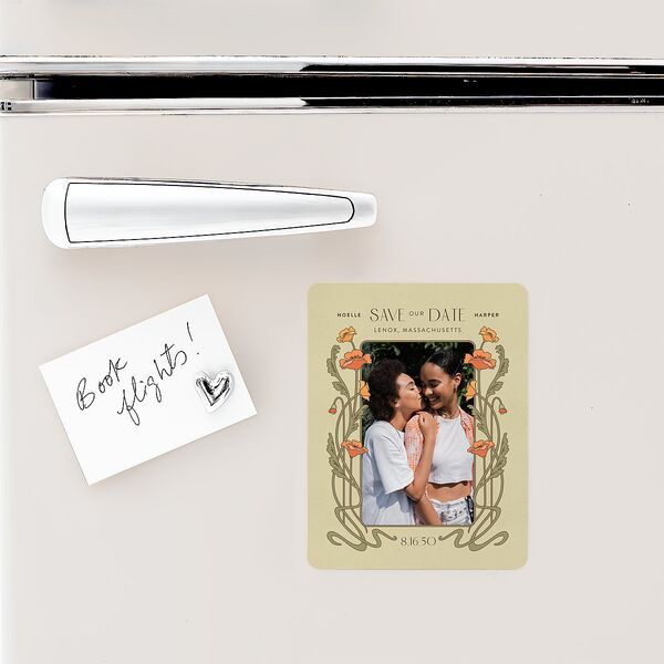 Vintage Nouveau Floral Save The Date Magnets Pear Magnet Paper