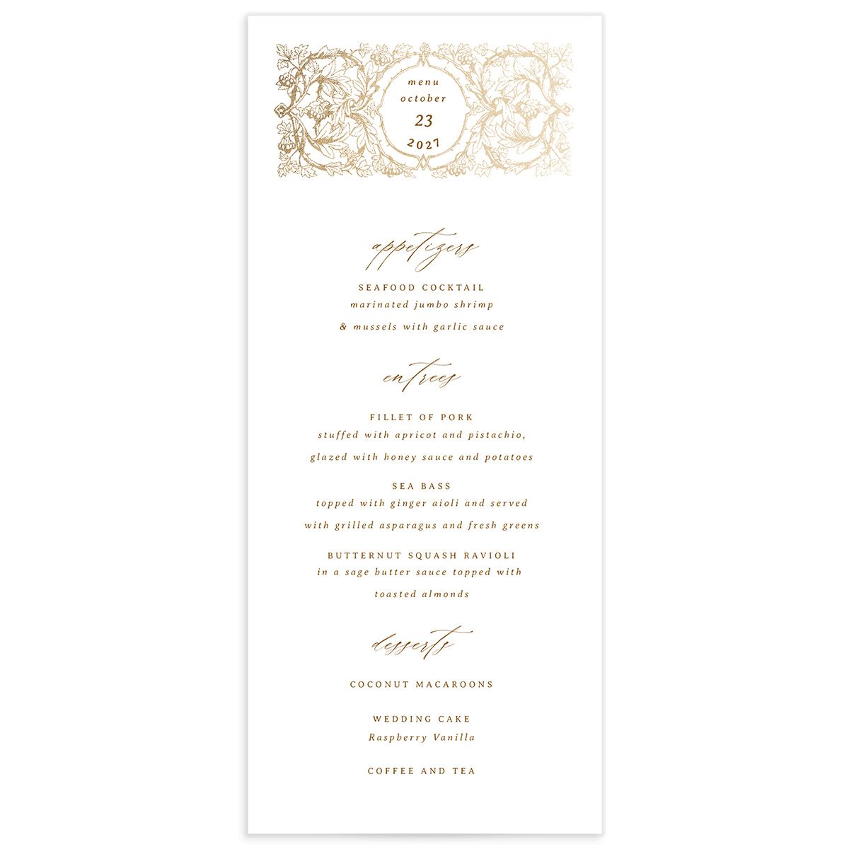 Vintage Toile Foil Menus