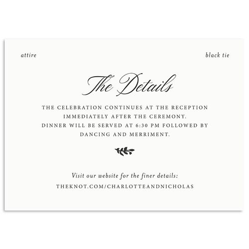 Old Money Botanical Wedding Enclosure Cards Pure White Signature Standard