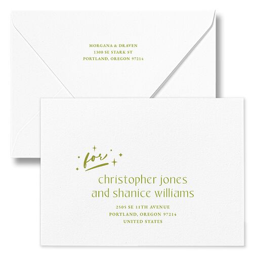 Til Death Do We Disco Rehearsal Dinner Invitation Euro Envelopes Pear White Both Recipient and Return Addresses Luxe Signature