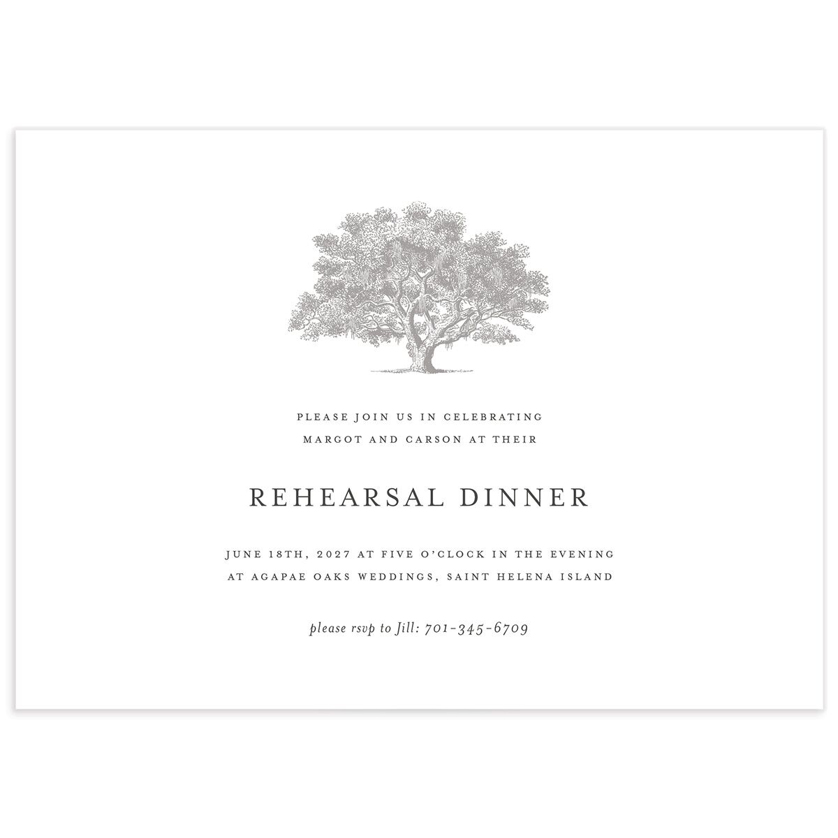 Southern Oak Tree Rehearsal Dinner Invitations