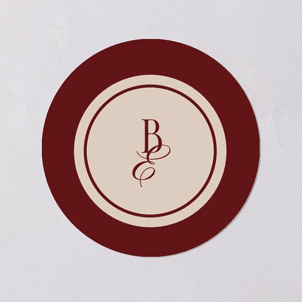 Elegant Diamond Pattern Wedding Stickers Burgundy Circle