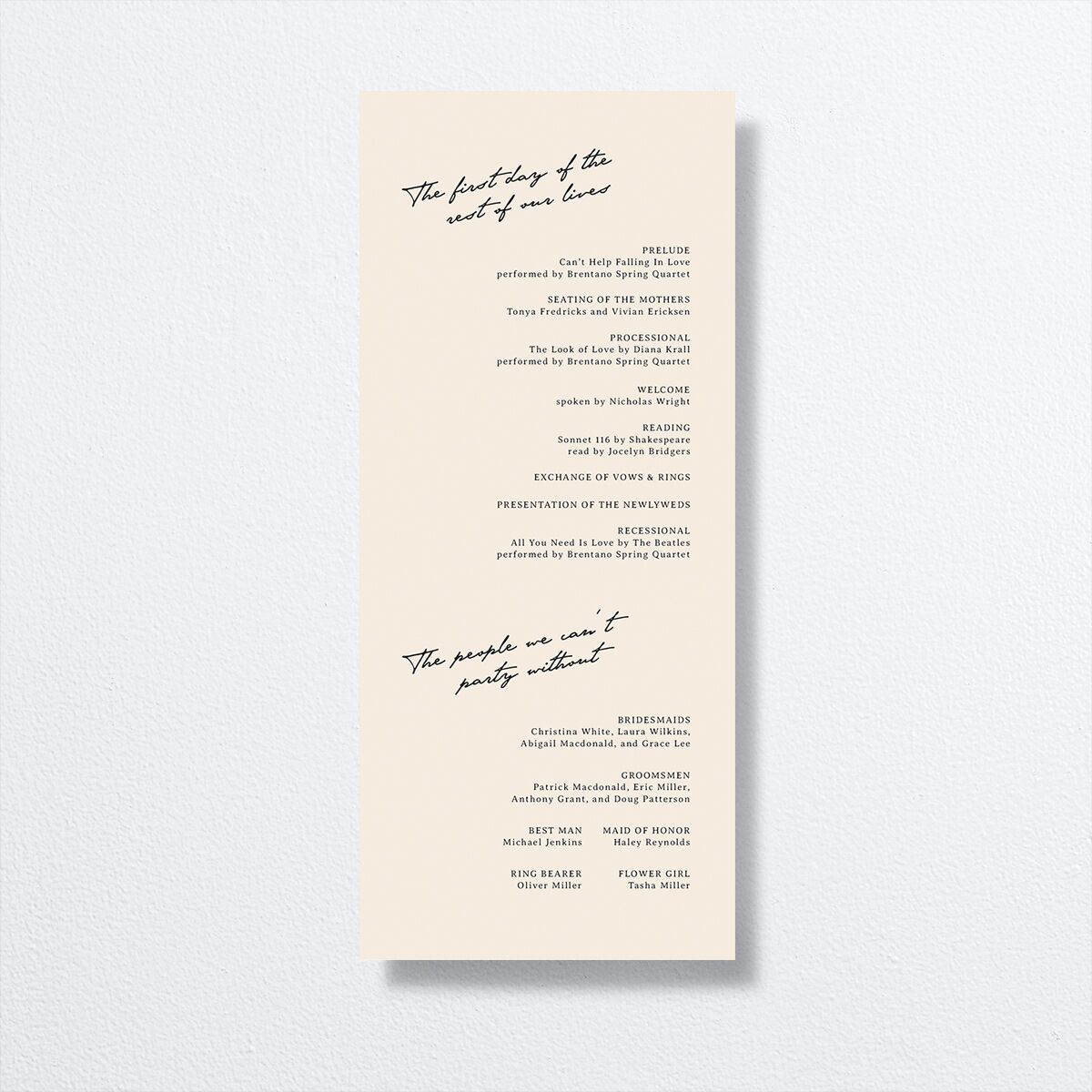 Vintage Film Wedding Programs Sand Signature