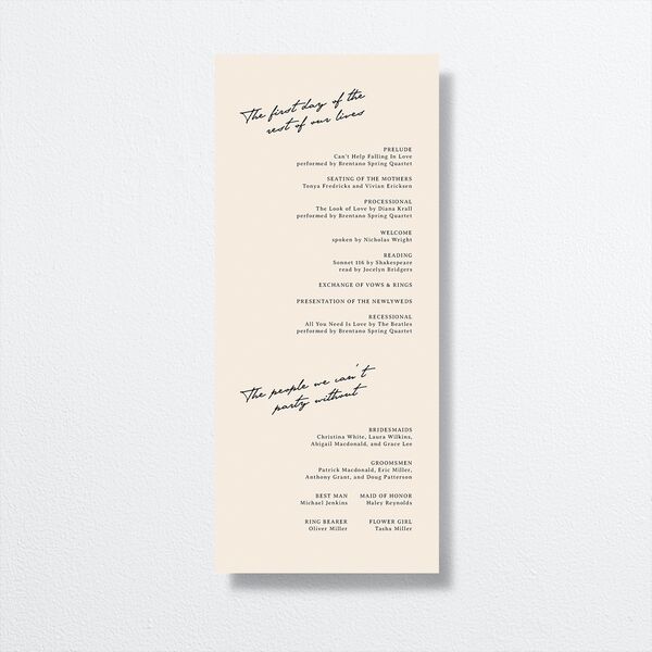 Vintage Film Wedding Programs Sand Signature